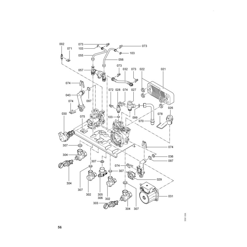 Pièce détachée Viessmann Chaudière WB1A simple 24kW n° 7248055