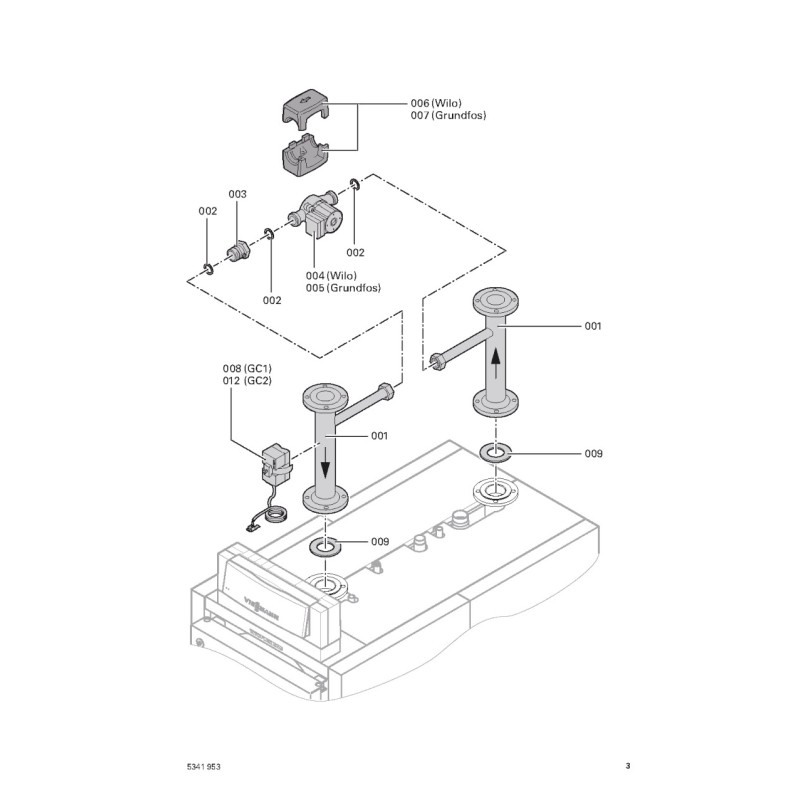 Pièce détachée Viessmann Pièce intermédiaire DN 65 n° 7189644