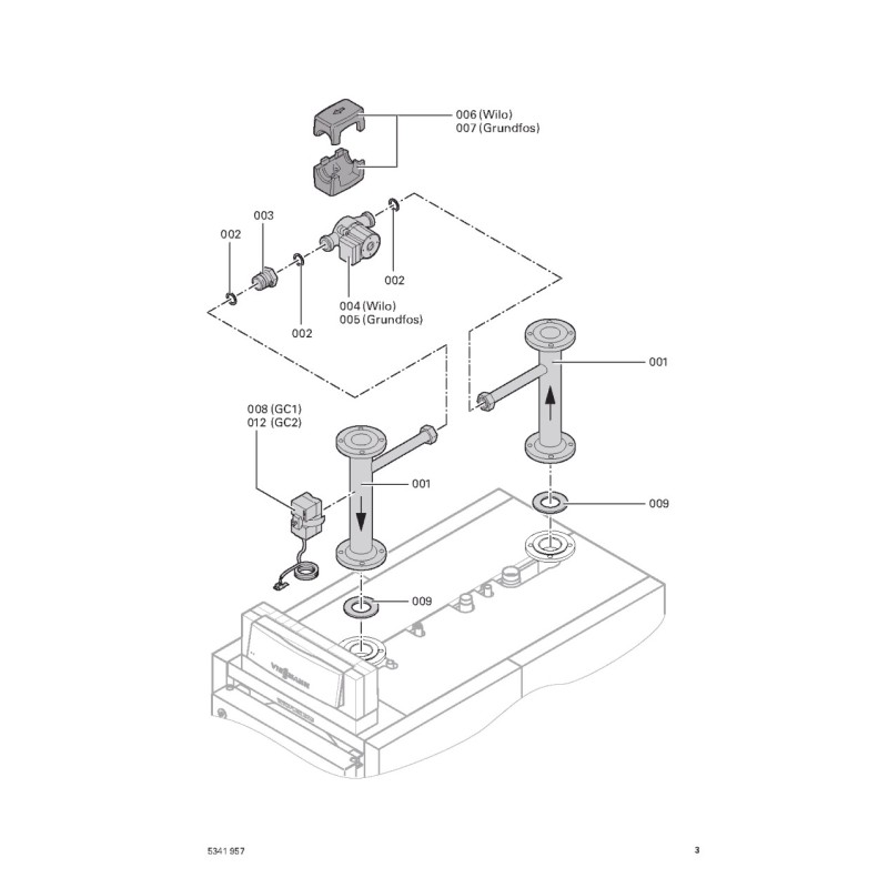 Pièce détachée Viessmann Pièce intermédiaire DN100 n° 7189648